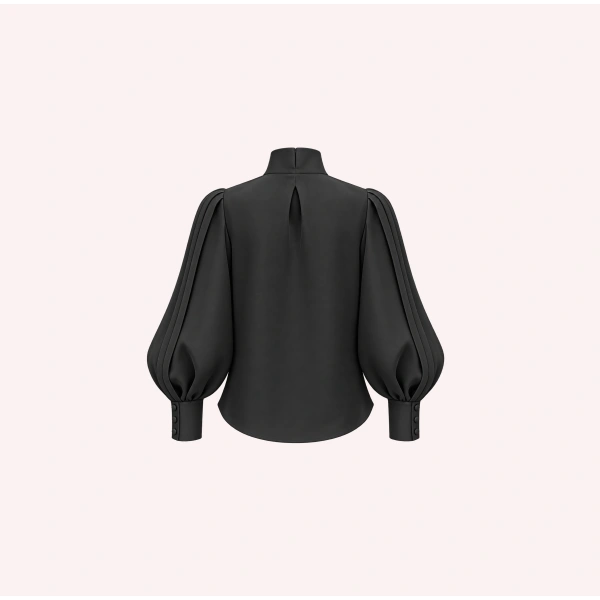 Dice Kayek Black Sculptural Balloon Sleeve Blouse | Blouse | Coveti