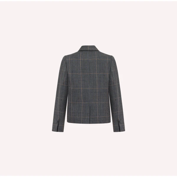 Dice Kayek Blue Checked Wool Double-Breasted Jacket | Jackets | Coveti