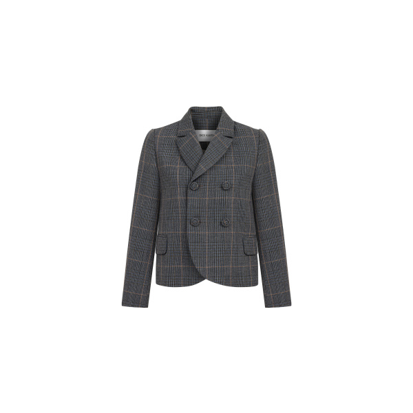 Dice Kayek Blue Checked Wool Double-Breasted Jacket | Jackets | Coveti