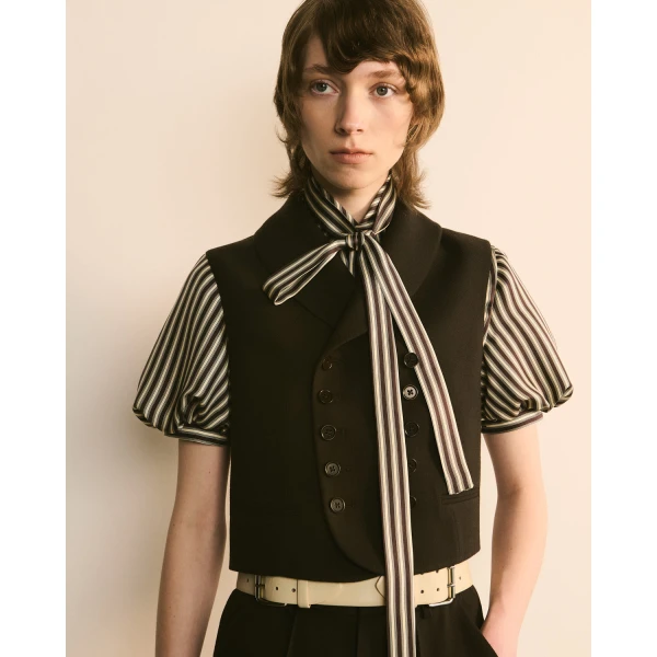 Dice Kayek Brown Striped Silk Shirt | Shirts | Coveti