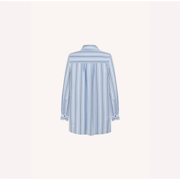 Dice Kayek Butterfly Embroidered Cotton Shirt in Blue Stripe | Shirts | Coveti