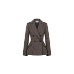 Dice Kayek Checked Sculptural Peplum Jacket in Brown | Jackets | Coveti