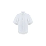 Dice Kayek Cotton Poplin Shirt with Structured High Collar in White | Shirts | Coveti