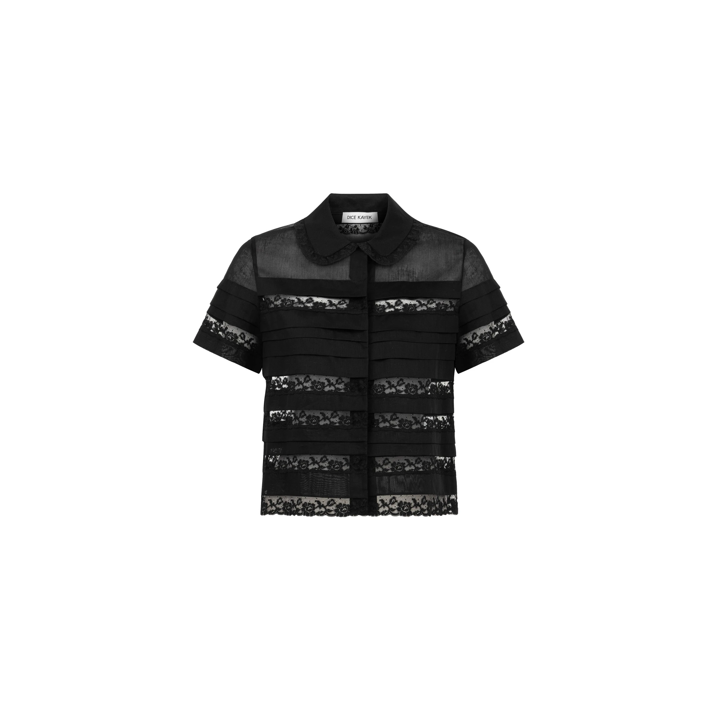 Dice Kayek Cotton Voile Lace Panel Shirt in Black Dice Kayek Cotton Voile Lace Panel Shirt in Black | Shirts | Coveti
