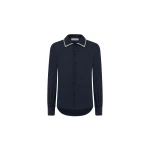 Dice Kayek Crystal Collar Cotton Shirt in Navy | Shirts | Coveti