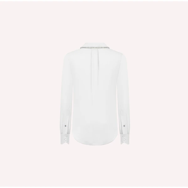 Dice Kayek Crystal Collar Cotton Shirt in White | Shirts | Coveti