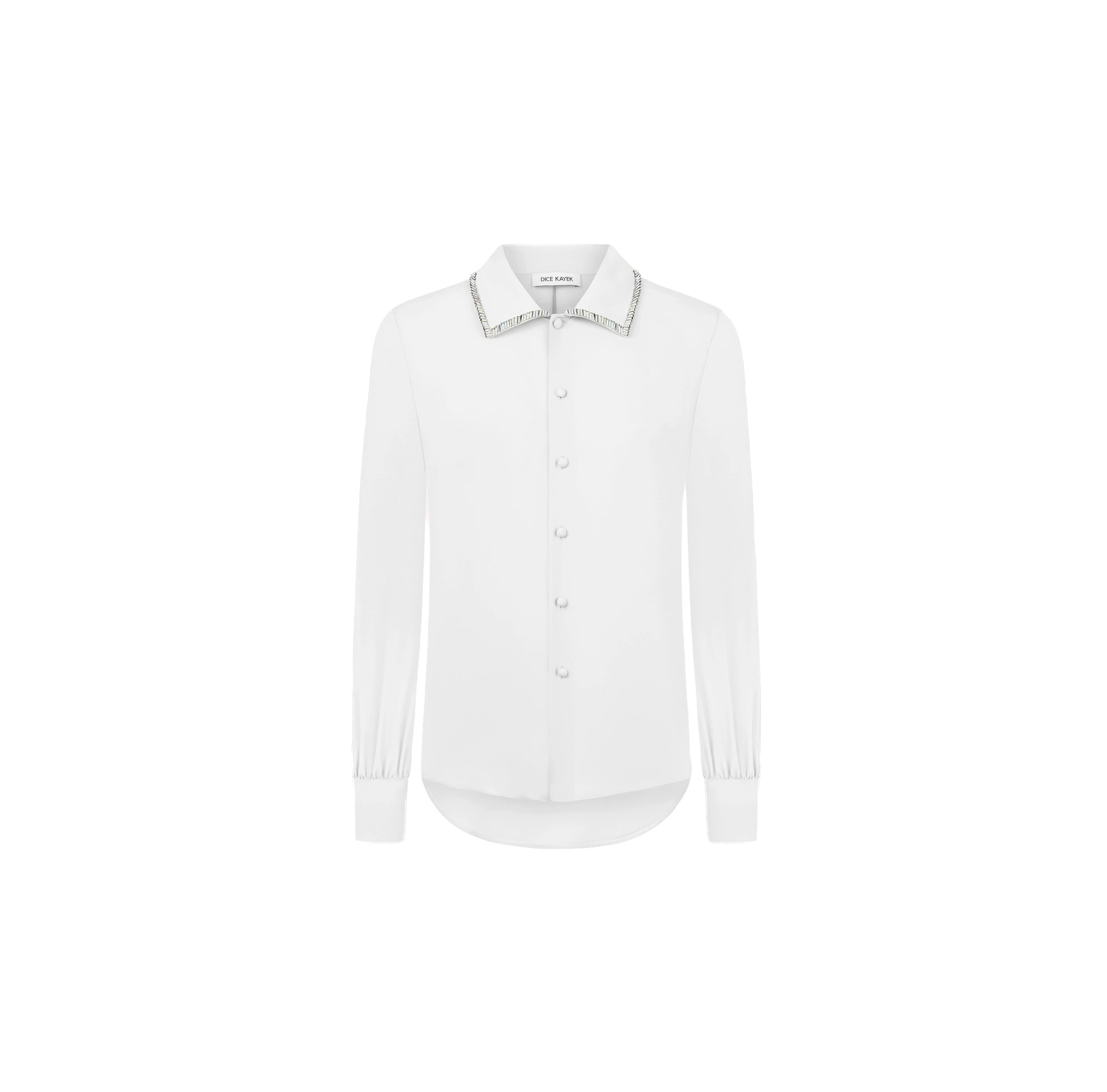 Dice Kayek Crystal Collar Cotton Shirt in White Dice Kayek Crystal Collar Cotton Shirt in White | Shirts | Coveti