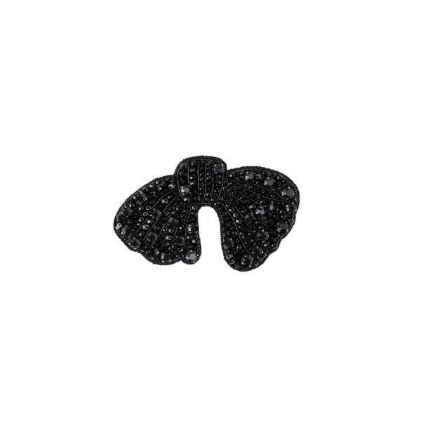 Dice Kayek Crystal-Embellished Big Bow Brooch in Black | Brooches & Pins | Coveti