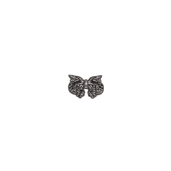Dice Kayek Crystal-Embellished Big Ribbon Brooch in White | Brooches & Pins | Coveti