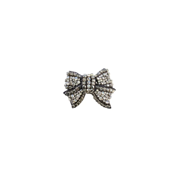 Crystal-Embellished Bow Brooch BR50030 in White