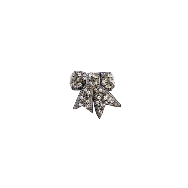 Dice Kayek Crystal-Embellished Bow Brooch BR50031 in White | Brooches & Pins | Coveti