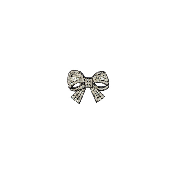 Dice Kayek Crystal-Embellished Bow Brooch in Black | Brooches & Pins | Coveti