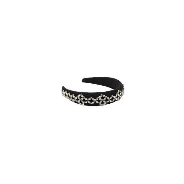 Crystal-Embellished Headband in Black