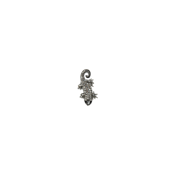 Dice Kayek Crystal-Embellished Lizard Brooch Pave in White | Brooches & Pins | Coveti