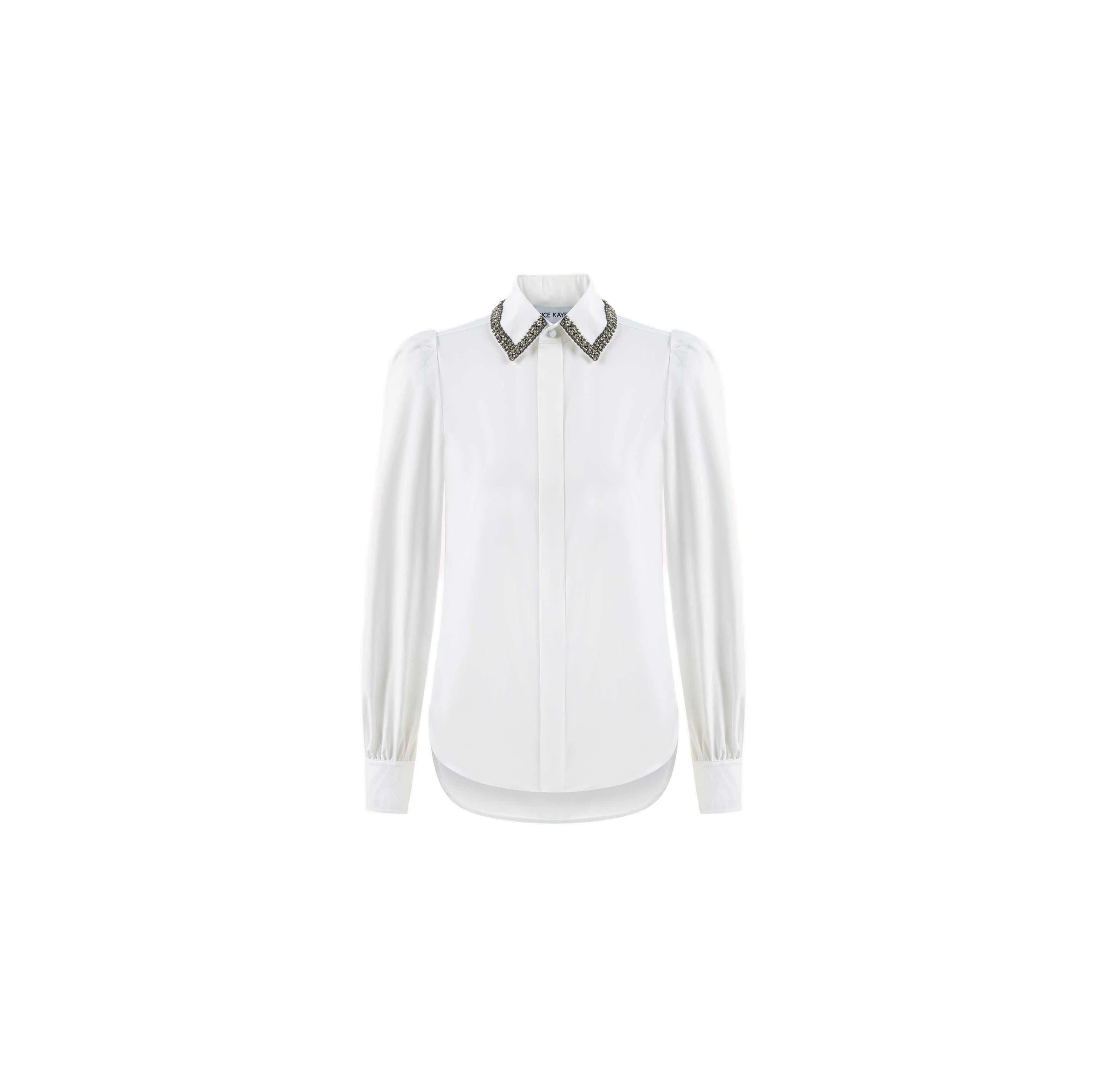 Dice Kayek Crystal Embellished Poplin Shirt in White Dice Kayek Crystal Embellished Poplin Shirt in White | Shirts | Coveti