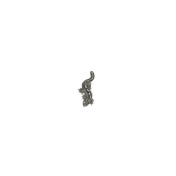 Dice Kayek Crystal-Embellished Salamander Brooch in White | Brooches & Pins | Coveti