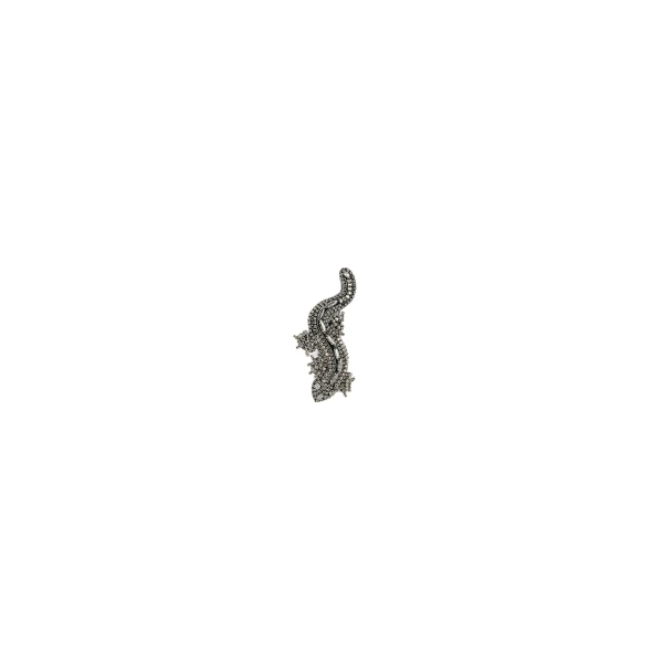 Crystal-Embellished Salamander Brooch in White