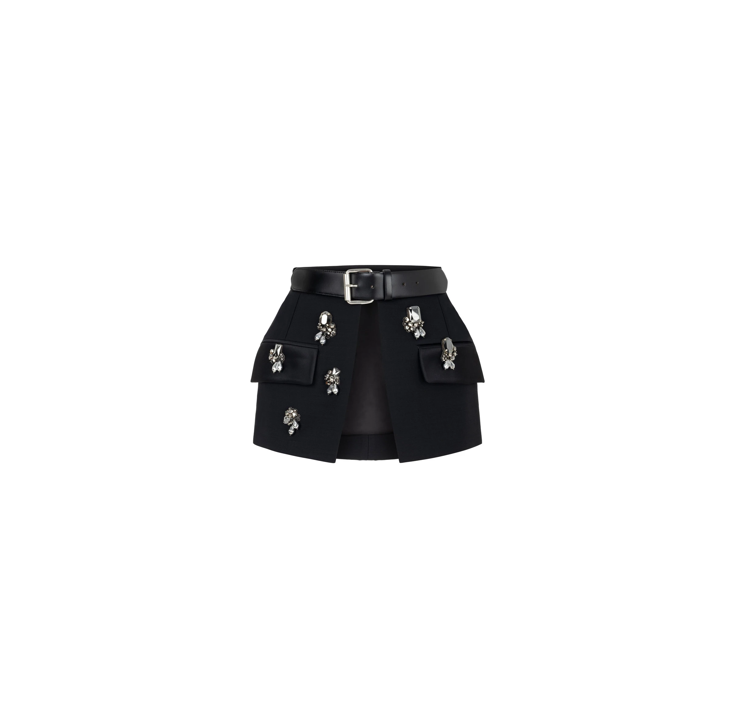 Dice Kayek Crystal Embellished Signature Skirt Belt in Black Dice Kayek Crystal Embellished Signature Skirt Belt in Black | Midi Skirts | Coveti