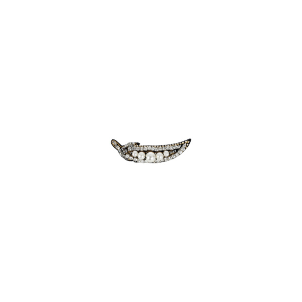 Dice Kayek Crystal-Embellished Silver Peas Brooch in Black | Brooches & Pins | Coveti