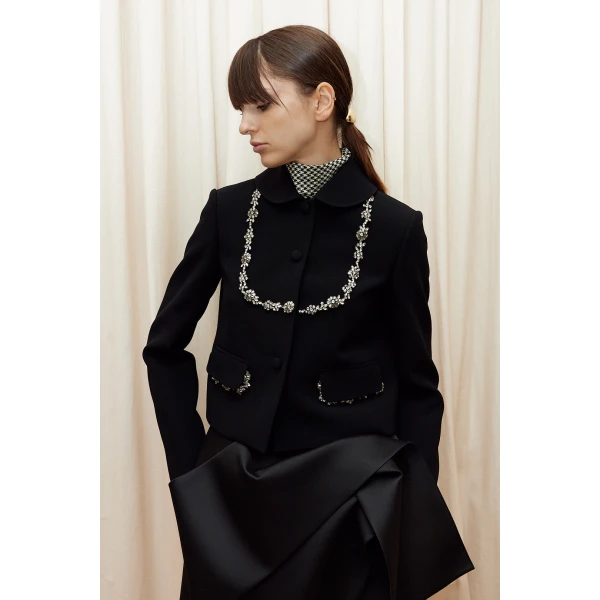 Dice Kayek Crystal Garland Jacket in Black | Jackets | Coveti