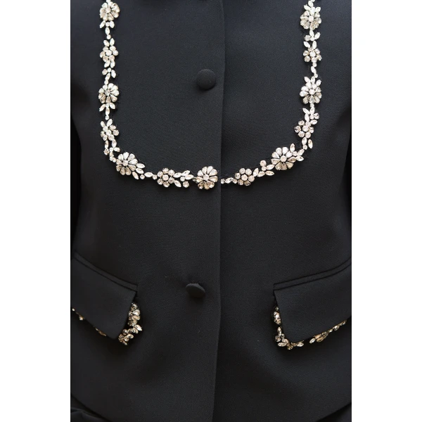 Dice Kayek Crystal Garland Jacket in Black | Jackets | Coveti
