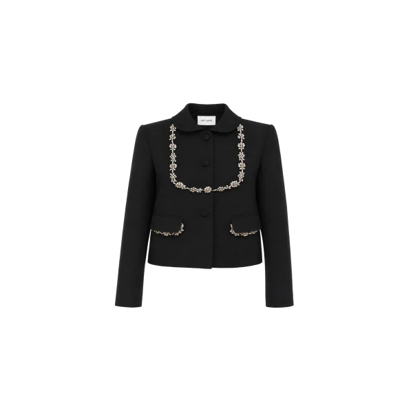 Dice Kayek Crystal Garland Jacket in Black | Jackets | Coveti
