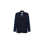 Dice Kayek Double-Breasted Jacket with Denim Sleeves in Navy | Jackets | Coveti