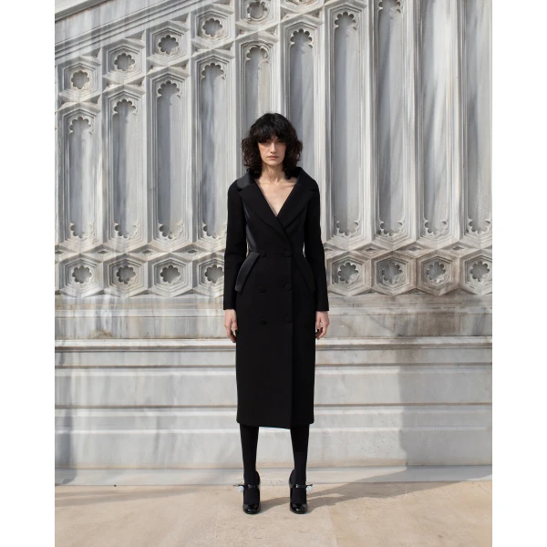 Dice Kayek Double-Breasted Midi Black Dress | Midi Dresses | Coveti