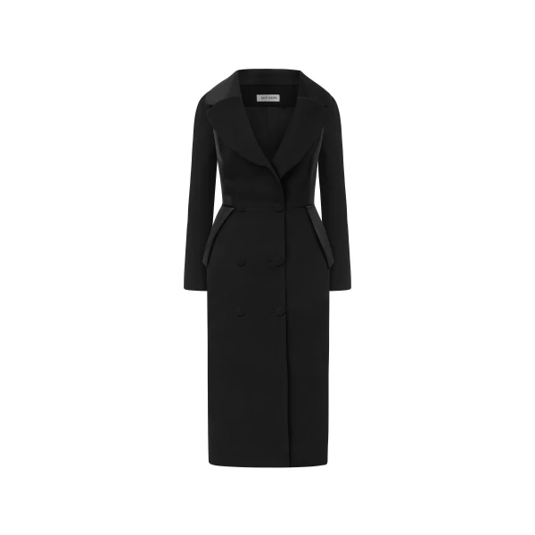 Dice Kayek Double-Breasted Midi Black Dress | Midi Dresses | Coveti