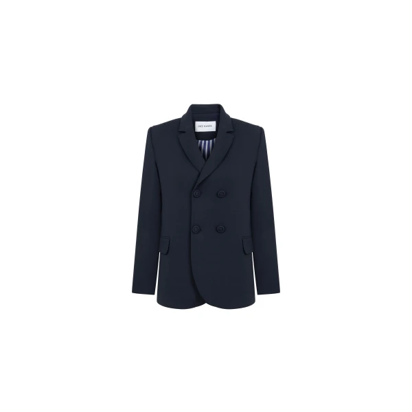 Double-Breasted Sculpted Tailored Jacket in Navy