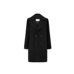 Dice Kayek Double-Breasted Wool Coat with Textured Sleeves in Black | Wool Coat | Coveti