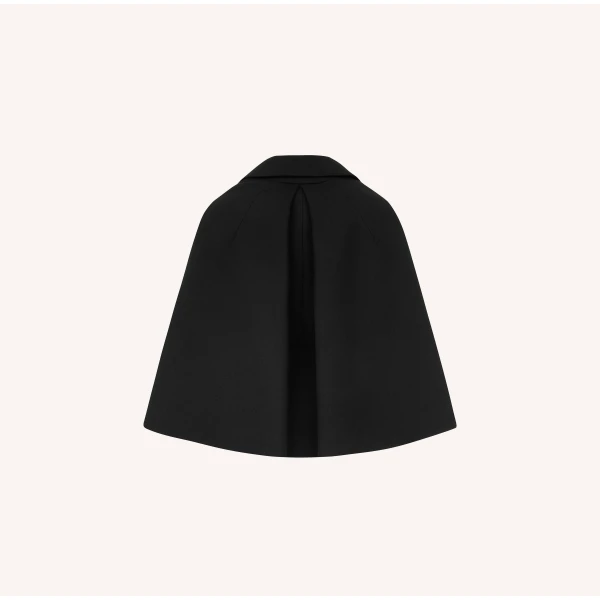 Dice Kayek Double-Layer Cape Jacket with Tailored Vest in Black | Jackets | Coveti