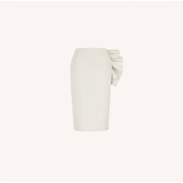 Dice Kayek Draped Sculpted Skirt in Off White | Pencil Skirts | Coveti