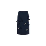 Dice Kayek Embellished Bow Detail Midi Skirt in Navy | Midi Skirts | Coveti