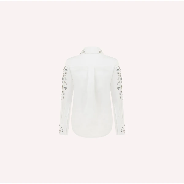 Dice Kayek Embellished Cotton Classic Shirt in White | Shirts | Coveti