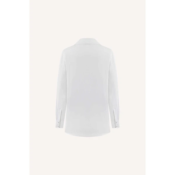 Dice Kayek Embellished Poplin Shirt in White | Shirts | Coveti