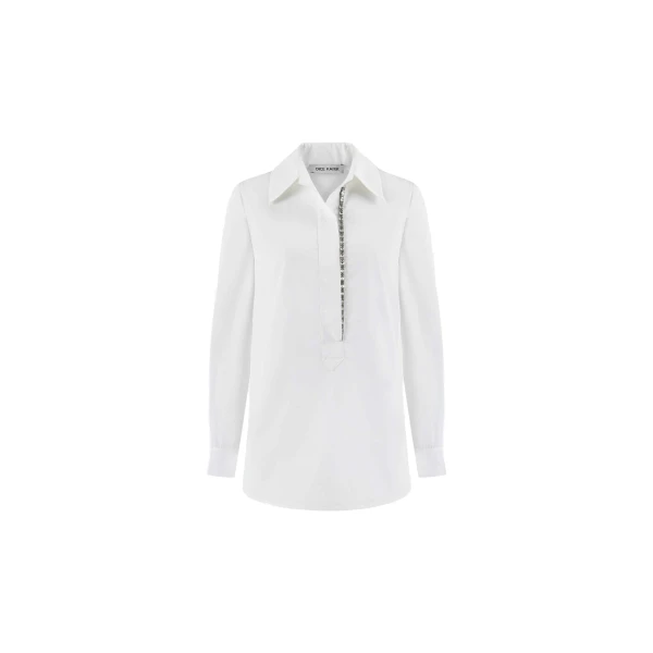 Embellished Poplin Shirt in White