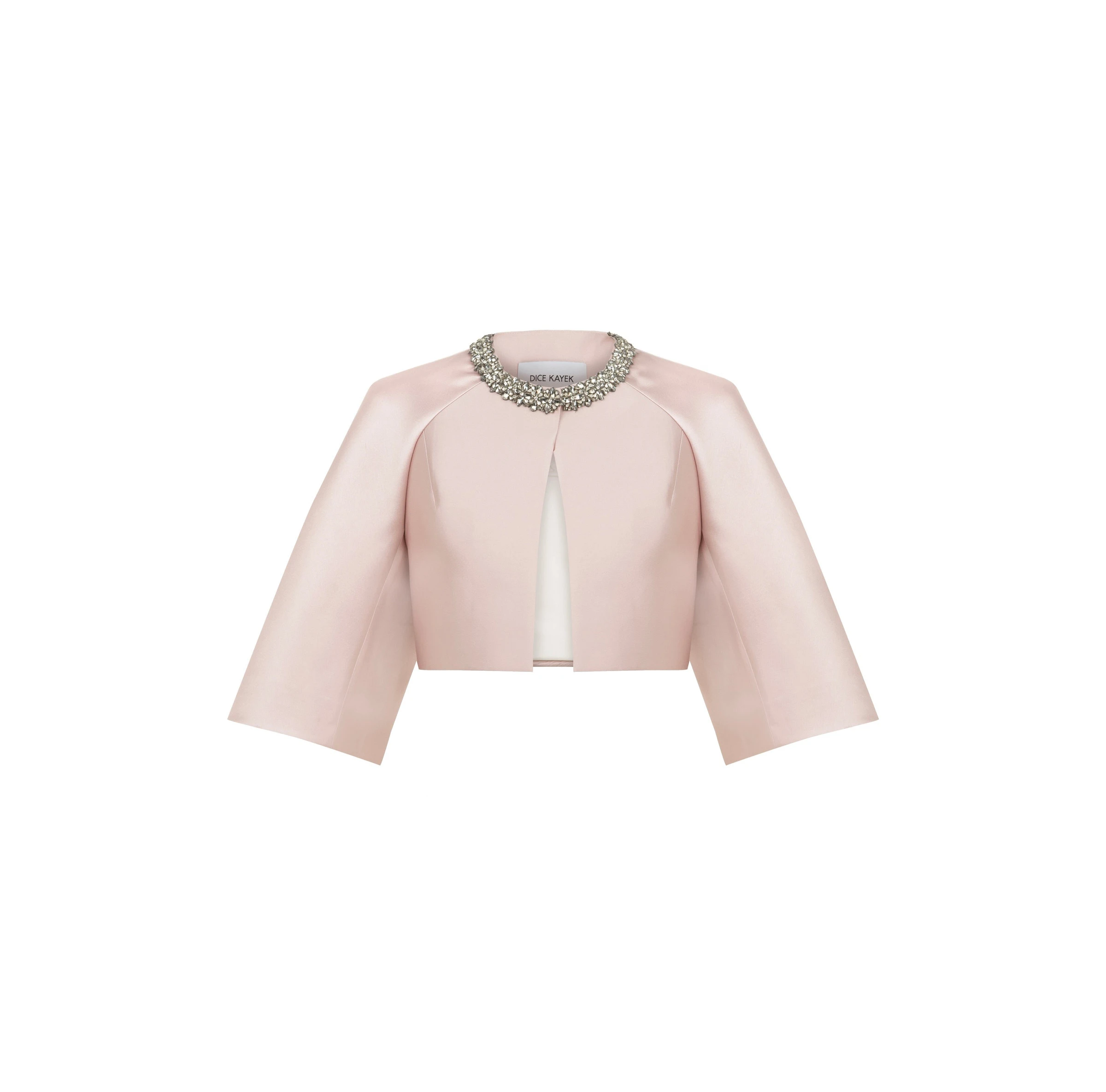 Dice Kayek Embellished Satin Cropped Cape Jacket in Pink Dice Kayek Embellished Satin Cropped Cape Jacket in Pink | Jackets | Coveti