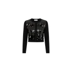 Dice Kayek Embellished Sequin Wool Cardigan in Black | Cardigan | Coveti