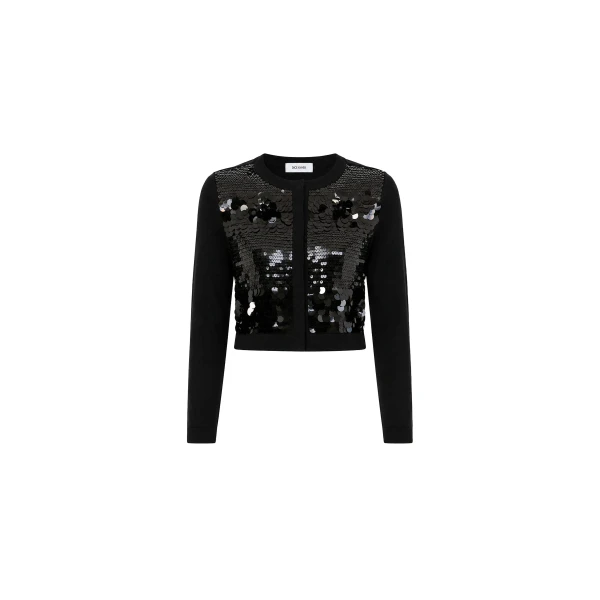 Dice Kayek Embellished Sequin Wool Cardigan in Black | Cardigan | Coveti