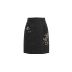 Dice Kayek Embellished Wool Mini Skirt in Grey Melange | Mini Skirts | Coveti