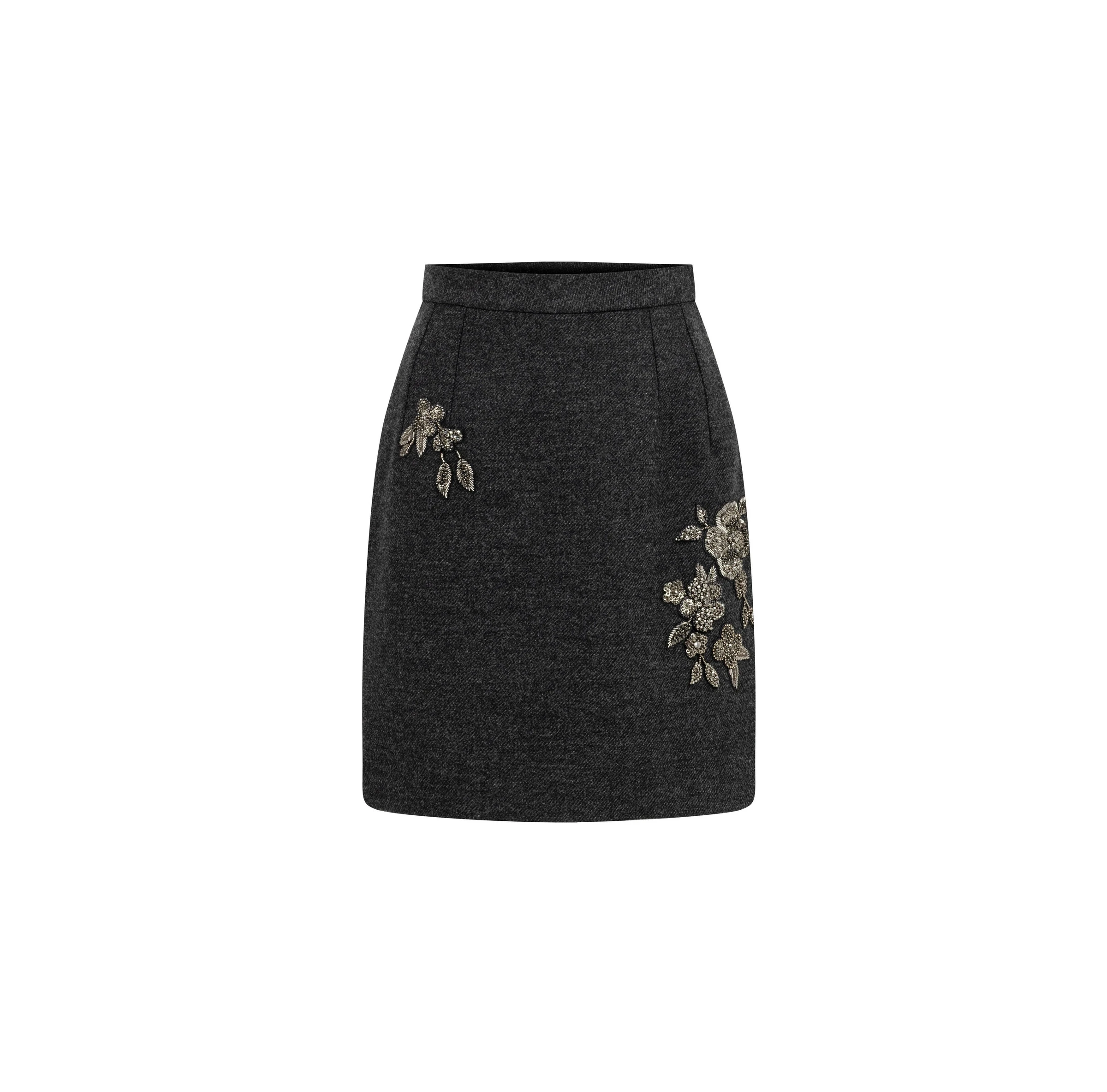 Dice Kayek Embellished Wool Mini Skirt in Grey Melange Dice Kayek Embellished Wool Mini Skirt in Grey Melange | Mini Skirts | Coveti