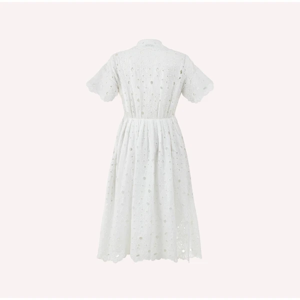 Dice Kayek Embroidered Cotton Midi Dress in White | Midi Dresses | Coveti