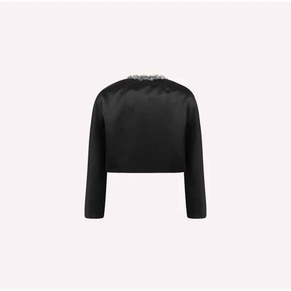 Dice Kayek Evening Jacket with Embellished Collar in Black | Jackets | Coveti