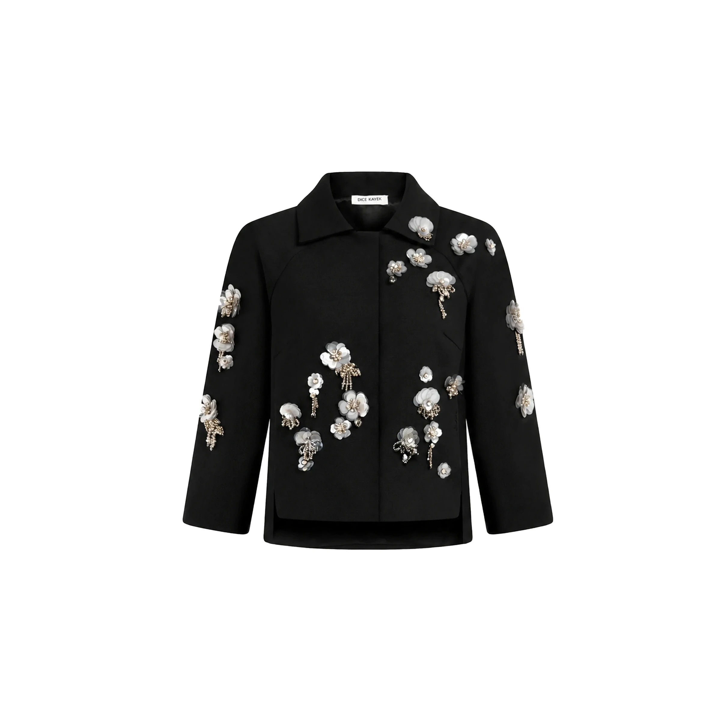 Dice Kayek Floral Embellished Cropped Jacket in Black Dice Kayek Floral Embellished Cropped Jacket in Black | Jackets | Coveti
