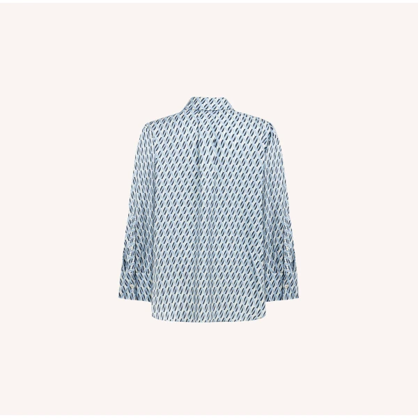 Dice Kayek Geometric Print Silk Twill Shirt in Blue Geometric | Shirts | Coveti