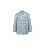 Dice Kayek Geometric Print Silk Twill Shirt in Blue Geometric | Shirts | Coveti