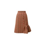 Dice Kayek Gingham Wool Midi Skirt in Beige Vichy | Midi Skirts | Coveti