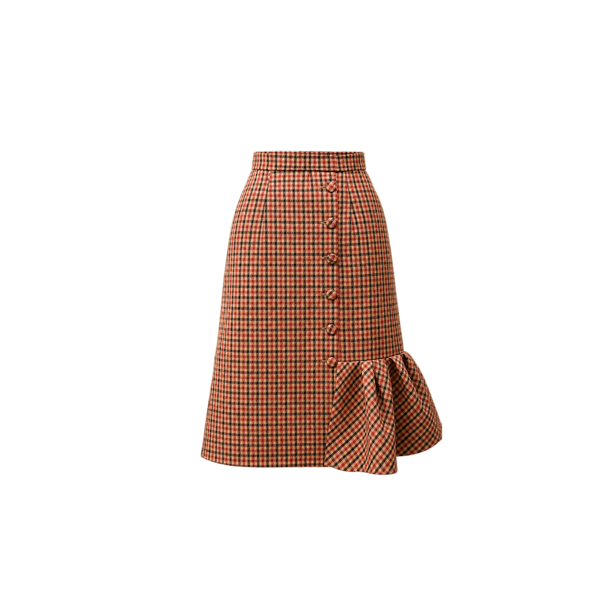 Dice Kayek Gingham Wool Midi Skirt in Beige Vichy Dice Kayek Gingham Wool Midi Skirt in Beige Vichy | Midi Skirts | Coveti