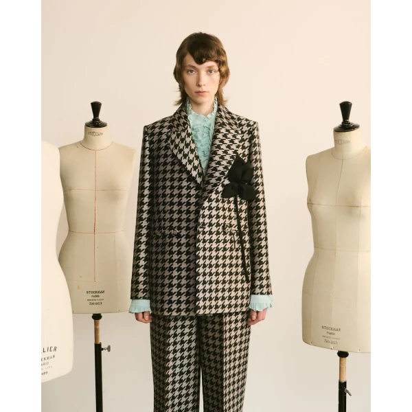 Dice Kayek Green Pied-de-Poule Wool Blazer | Blazers | Coveti